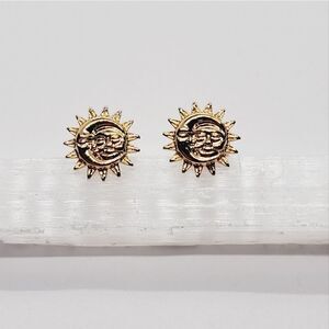 Sun Moon Earring Stainless Steel Abstract Metal Earrings Bohemian Stud Gold